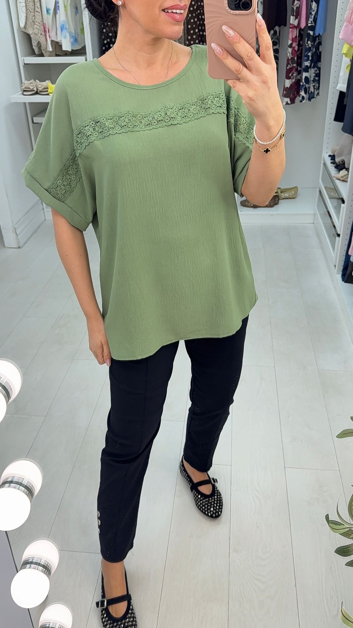 Charley Plain Lace Detailed Loose Fit Top