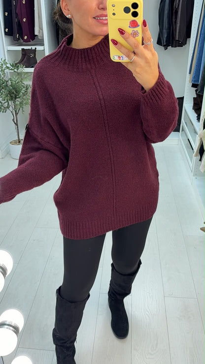 Sadia Plain High Neck Longline Jumper