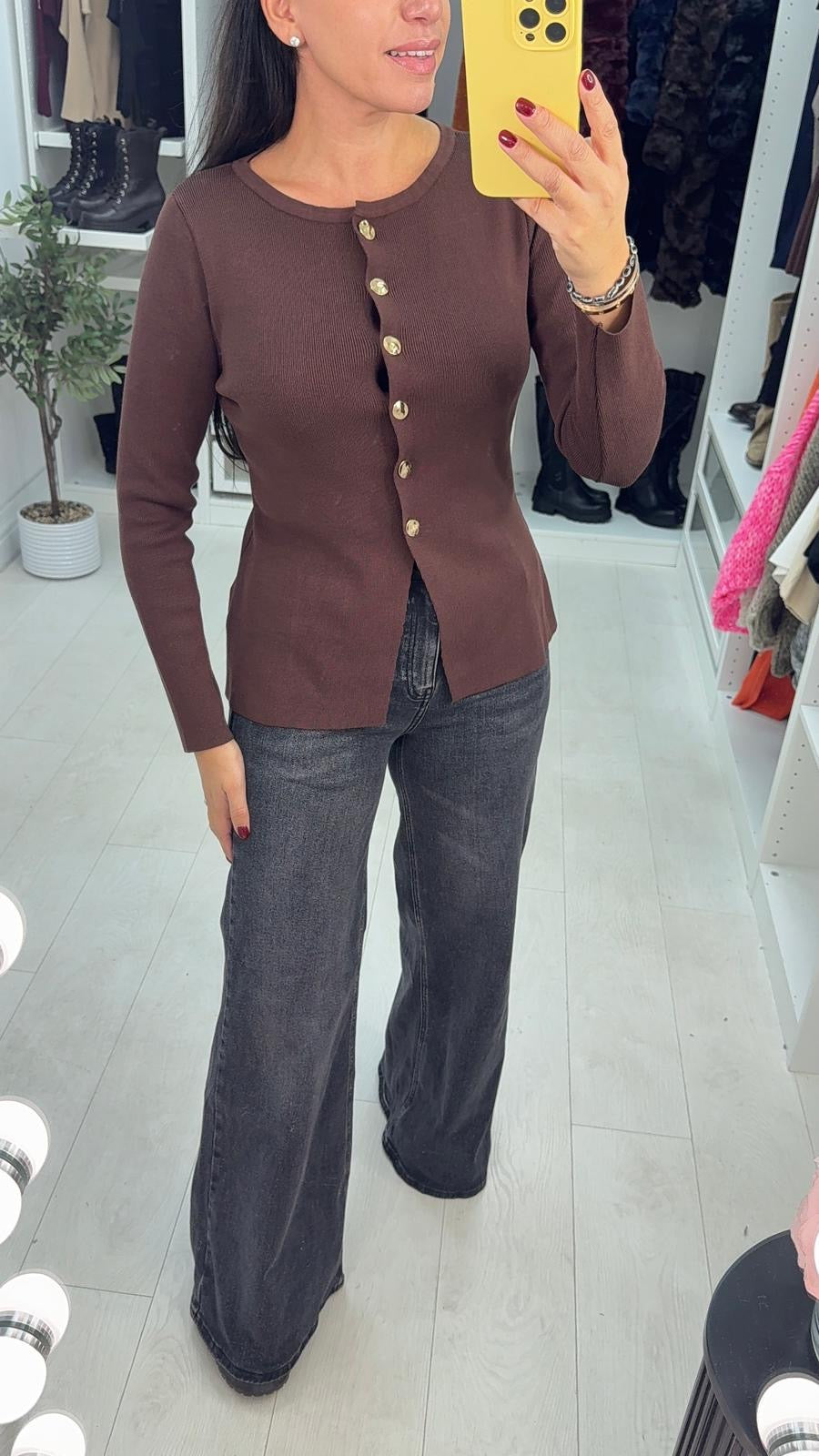 Anisa Plain Button Closure Cardigan