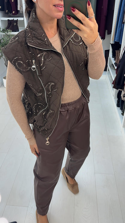 Ramina Embellished Paisley Print Lightweight Gilet