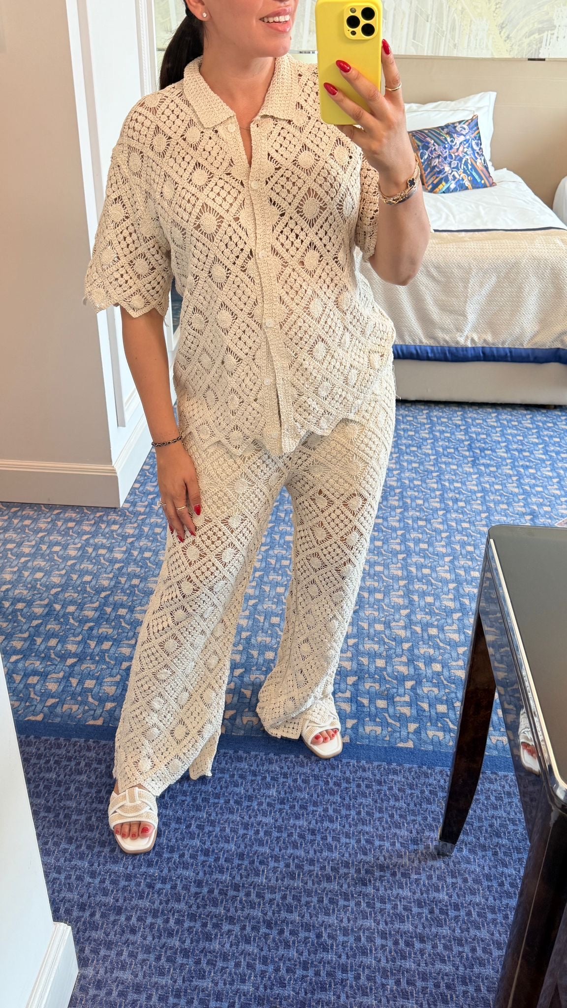 Elira Crochet Shirt & Trousers Co-Ord Set