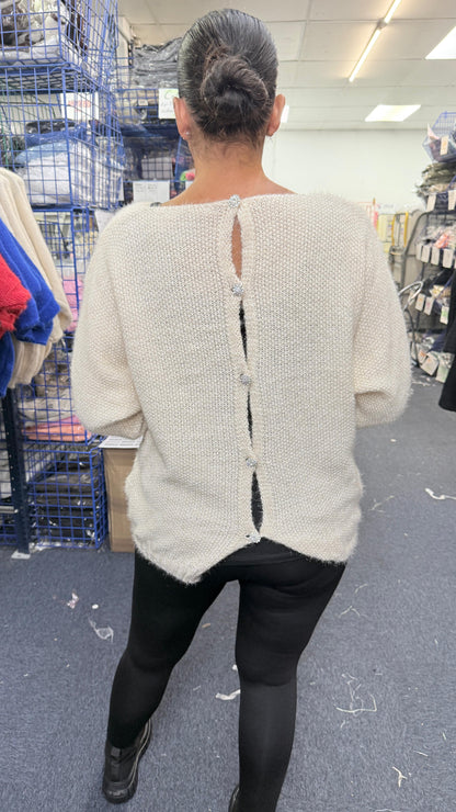 Eliora Super Soft Embellished Button Back Jumper