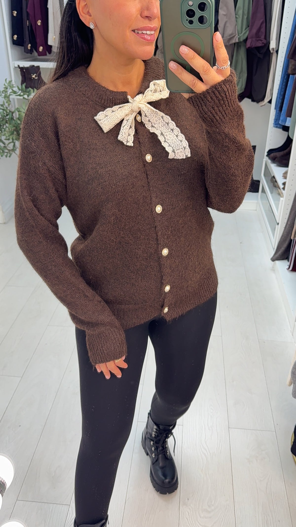 Elmira Plain Lace Detailed Cardigan