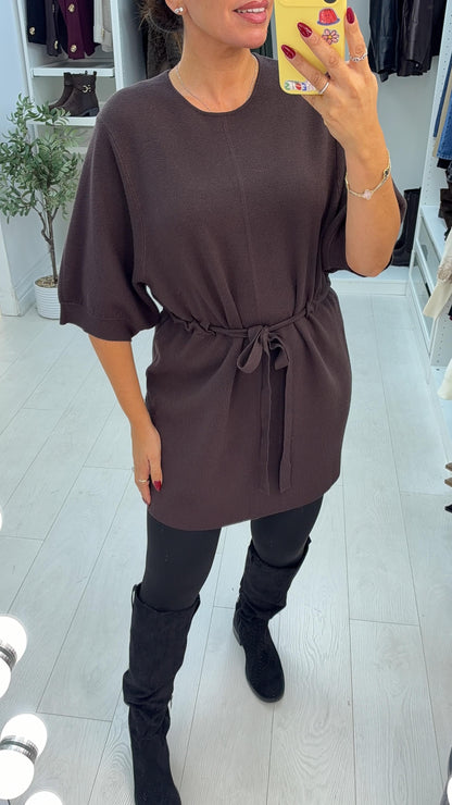 Abbie Plain Drawstring Waist Jumper Dress