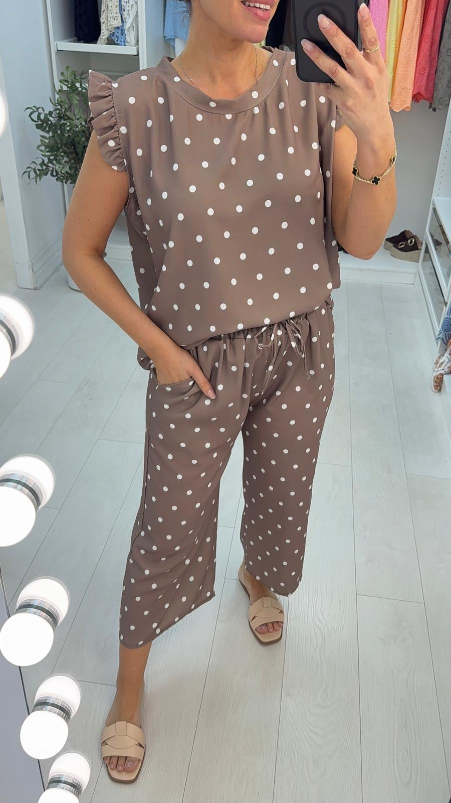 Taylor Polka Dot Frill Detail Culotte Co-Ord Set