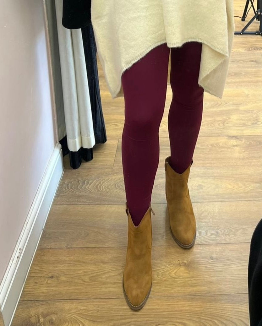 Avalee Burgundy Plain Soft Stretch Leggings