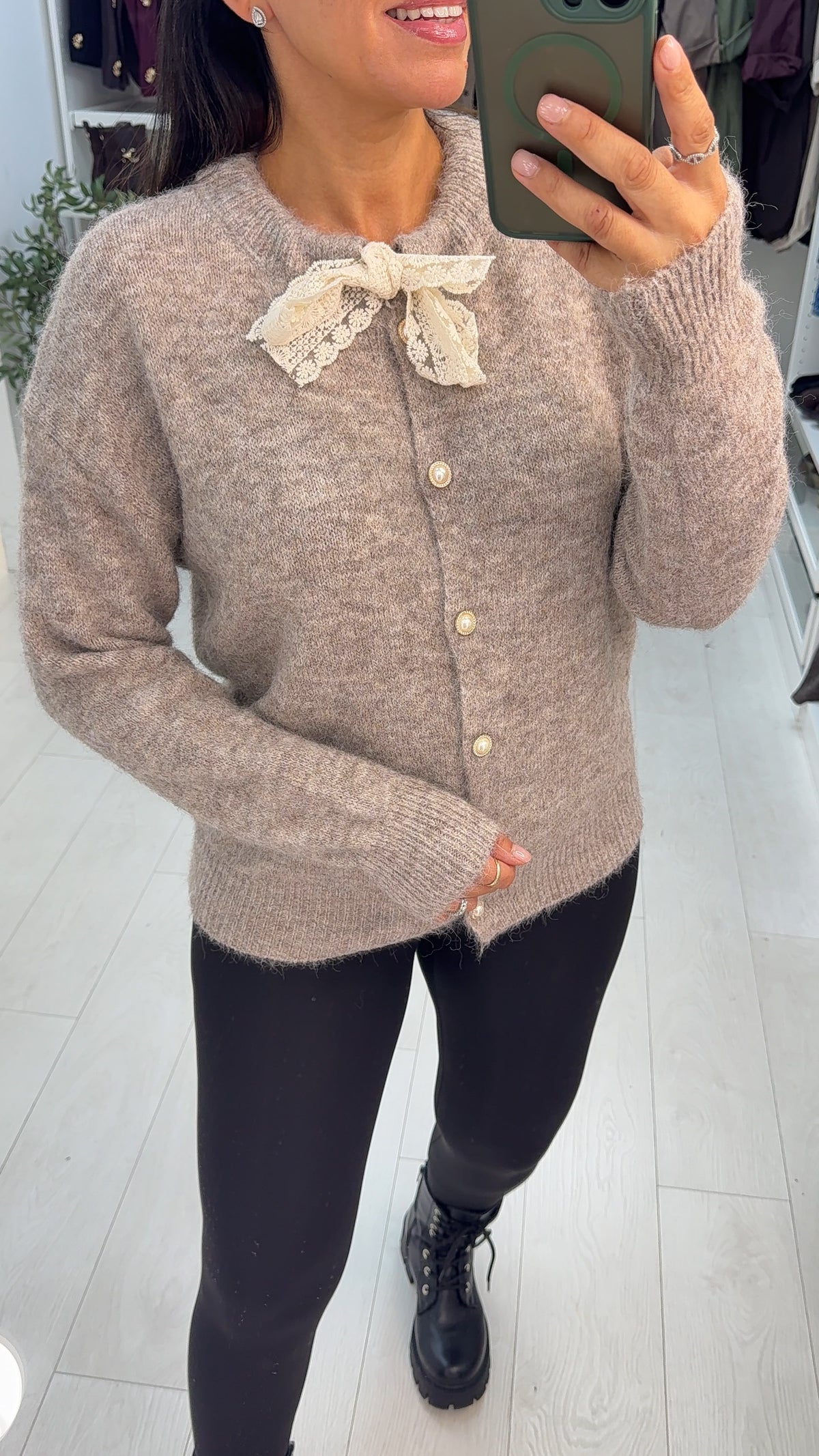 Elmira Plain Lace Detailed Cardigan