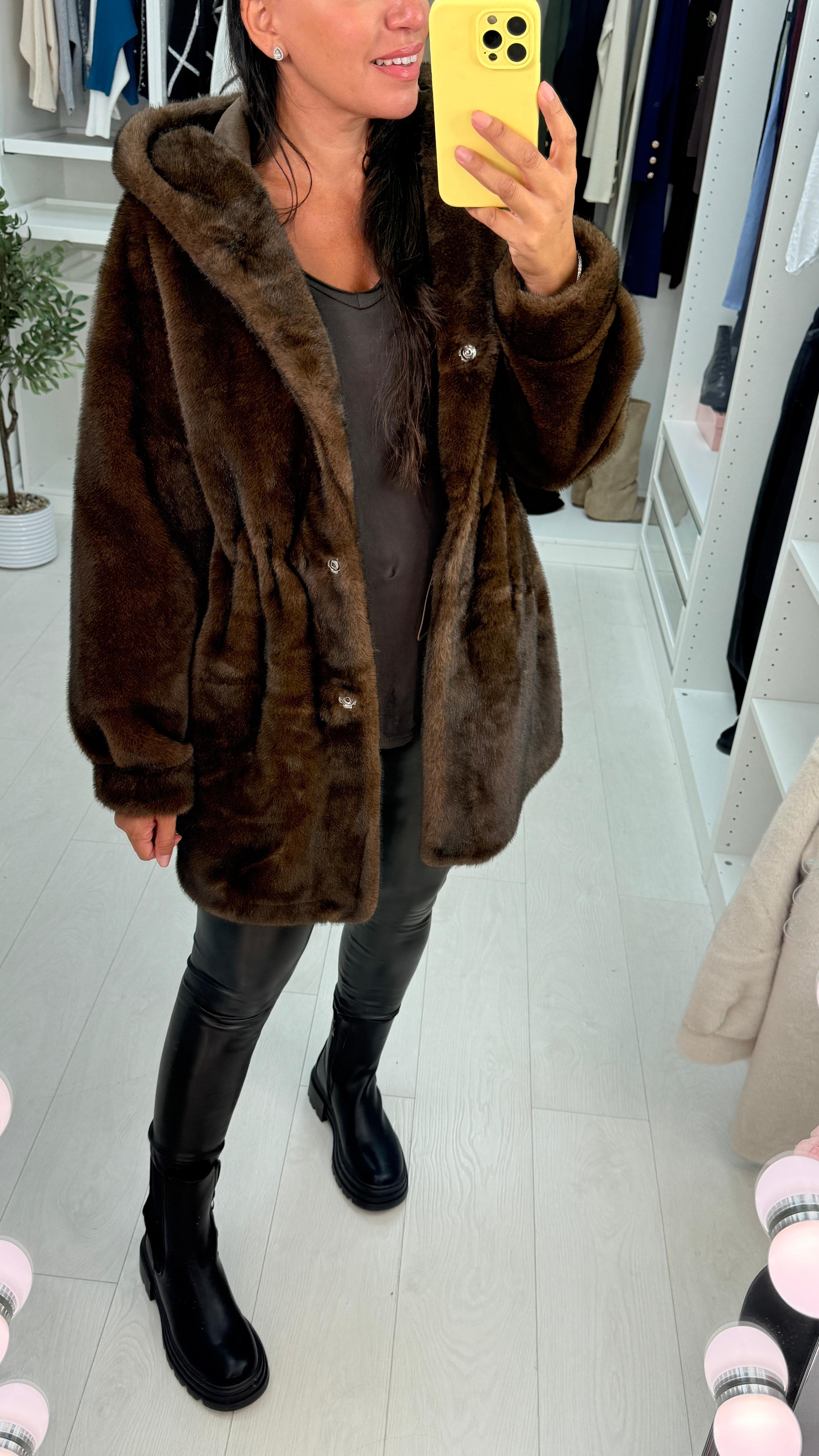 Jovina Faux Fur Hooded Coat