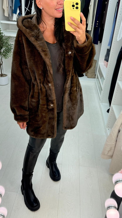 Jovina Faux Fur Hooded Coat