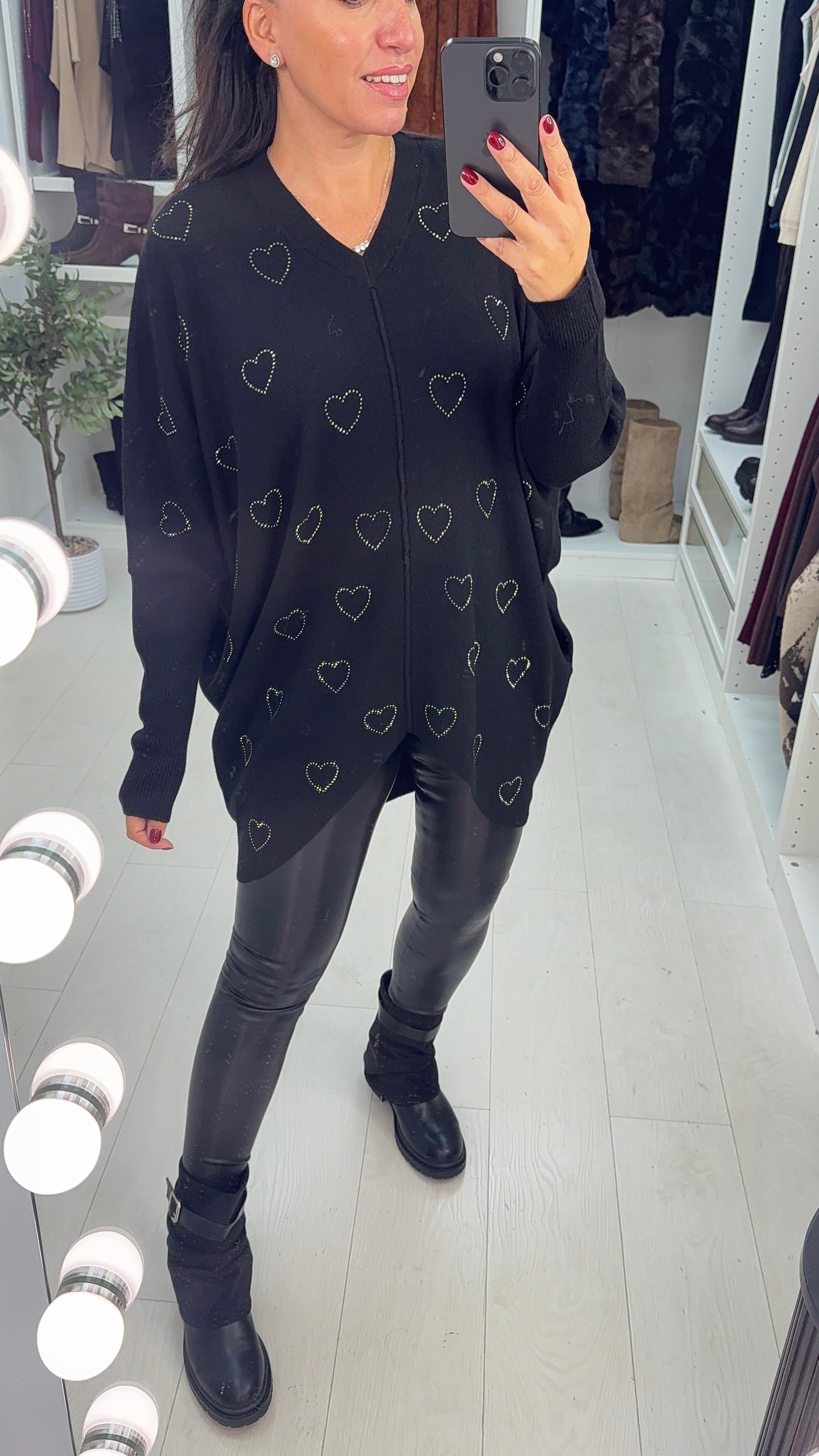 Antonella Diamante Heart Detail Loose Fit Jumper