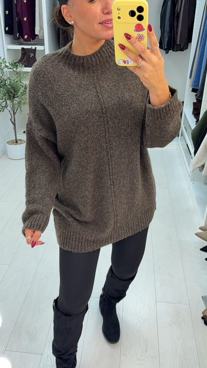 Sadia Plain High Neck Longline Jumper