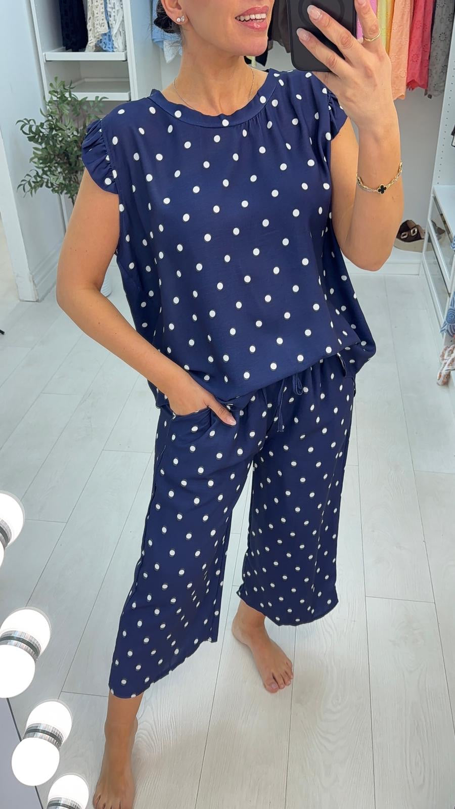 Taylor Polka Dot Frill Detail Culotte Co-Ord Set