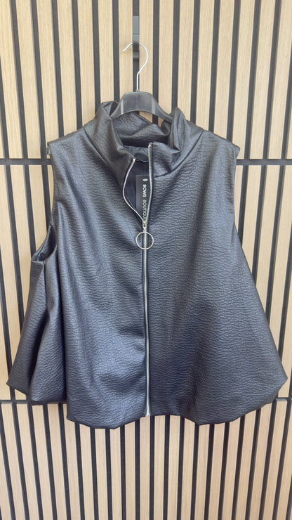 Meladie Faux Leather Bubble Hem Gilet