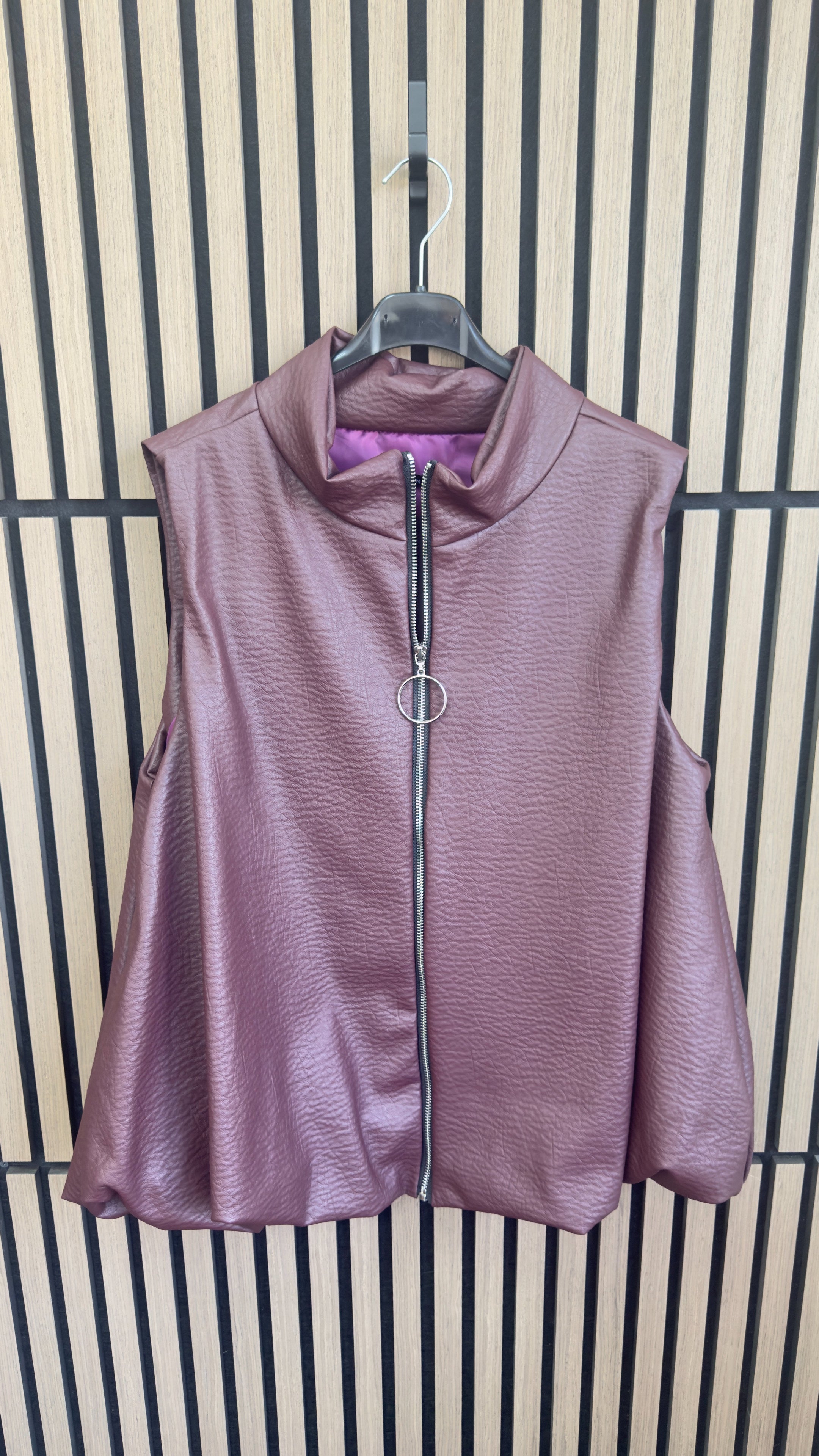 Meladie Faux Leather Bubble Hem Gilet