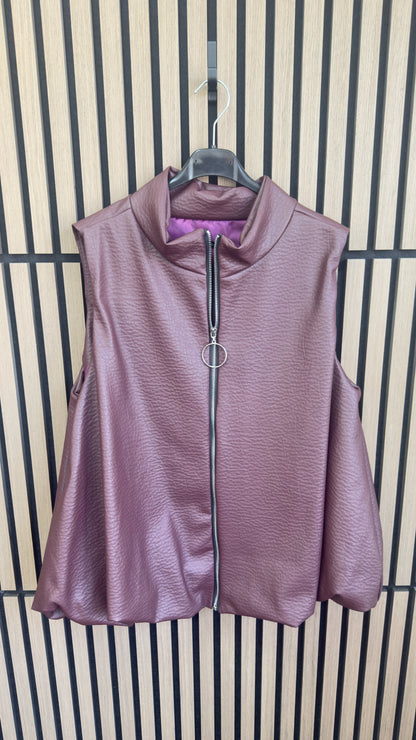 Meladie Faux Leather Bubble Hem Gilet