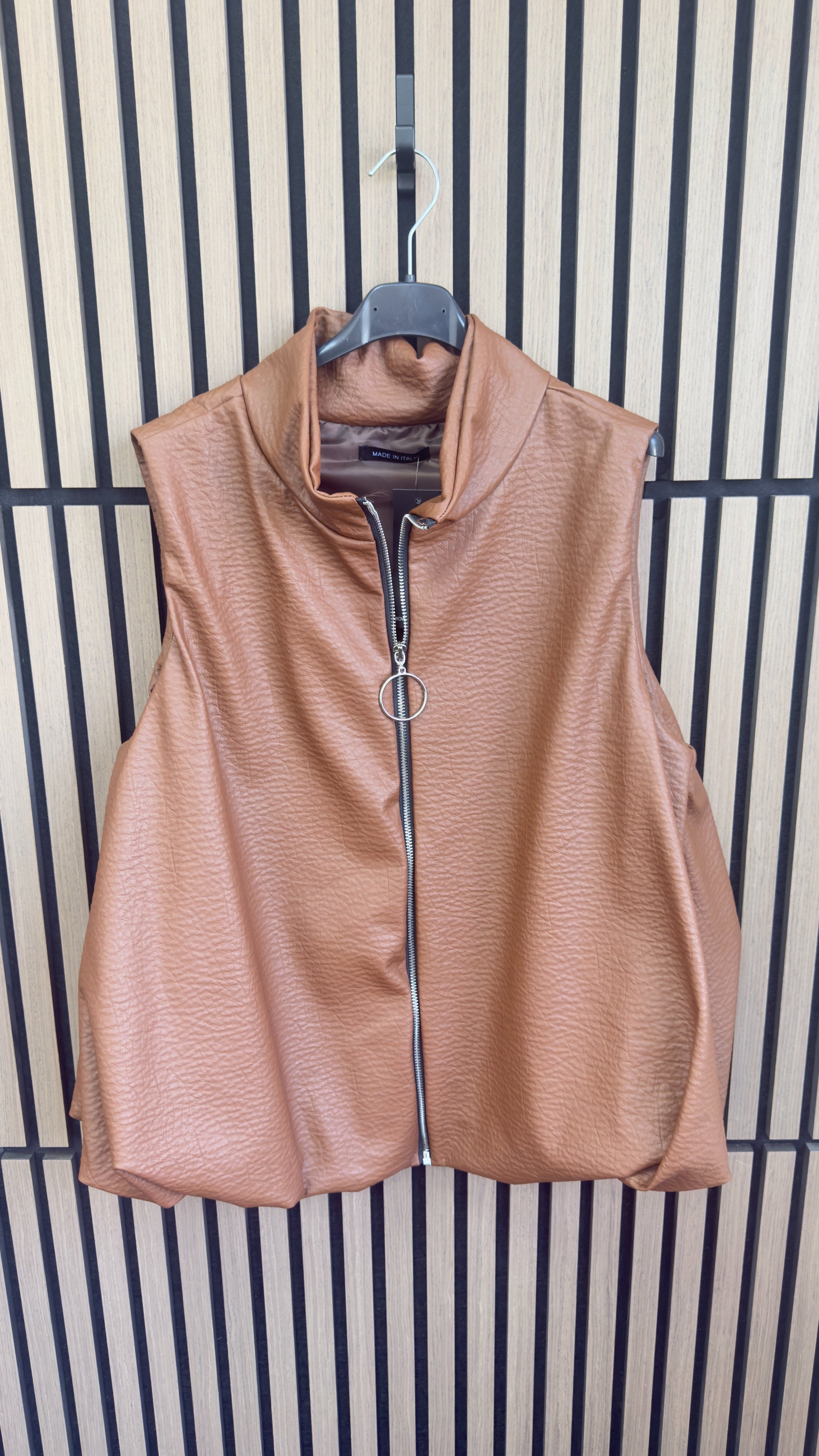 Meladie Faux Leather Bubble Hem Gilet