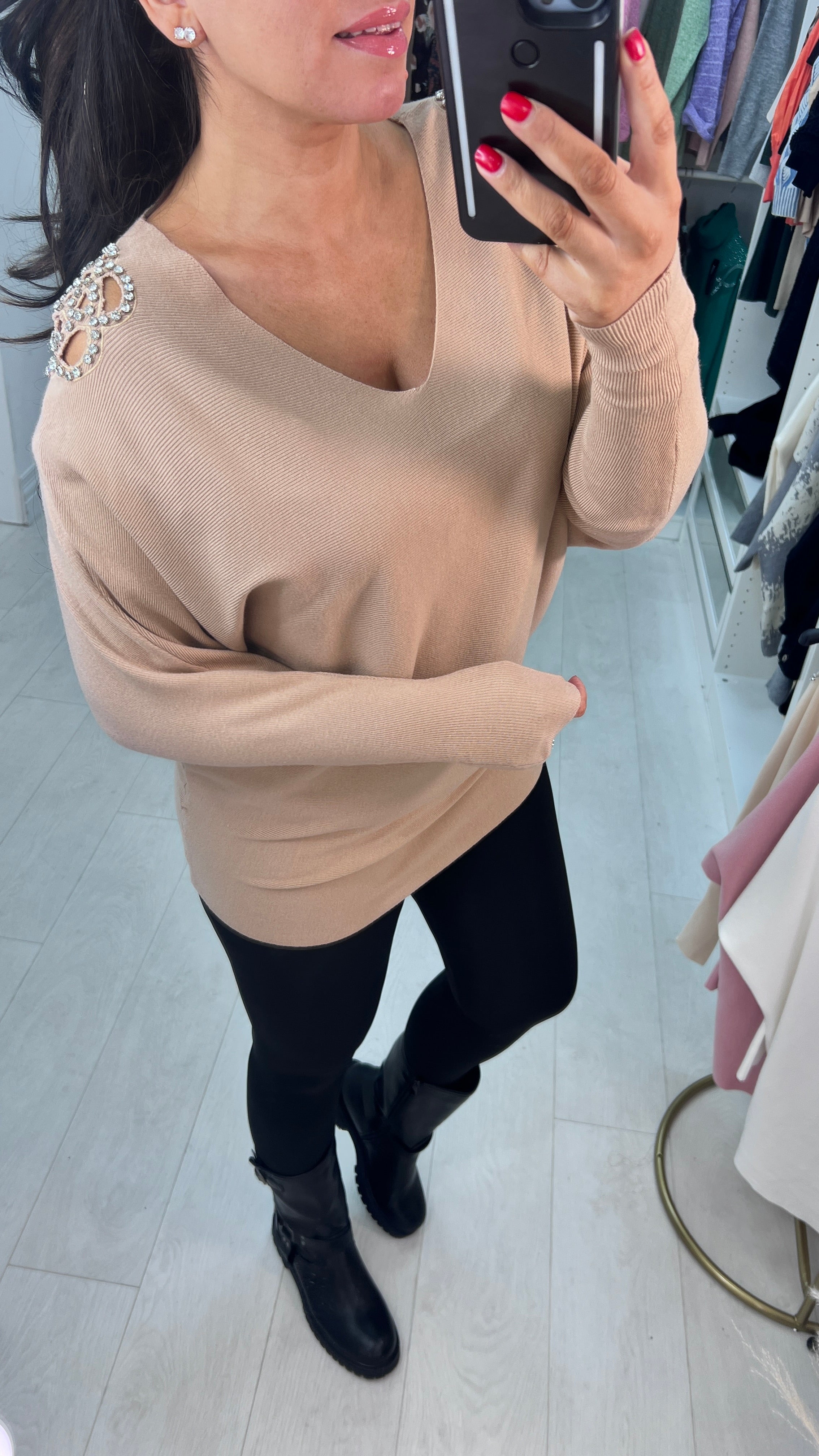 Harper Diamante Cut Out Detail Jumper