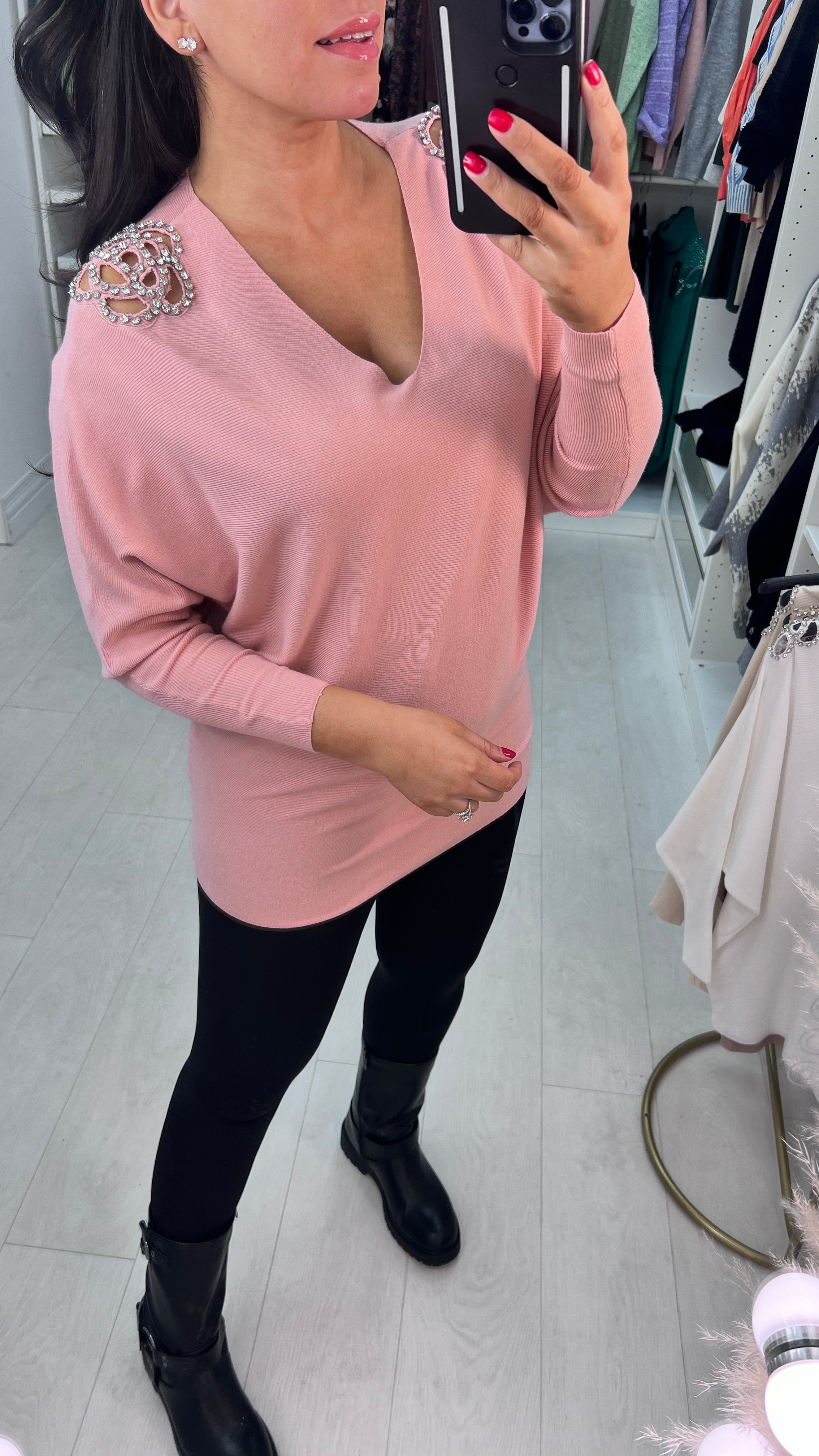 Harper Diamante Cut Out Detail Jumper