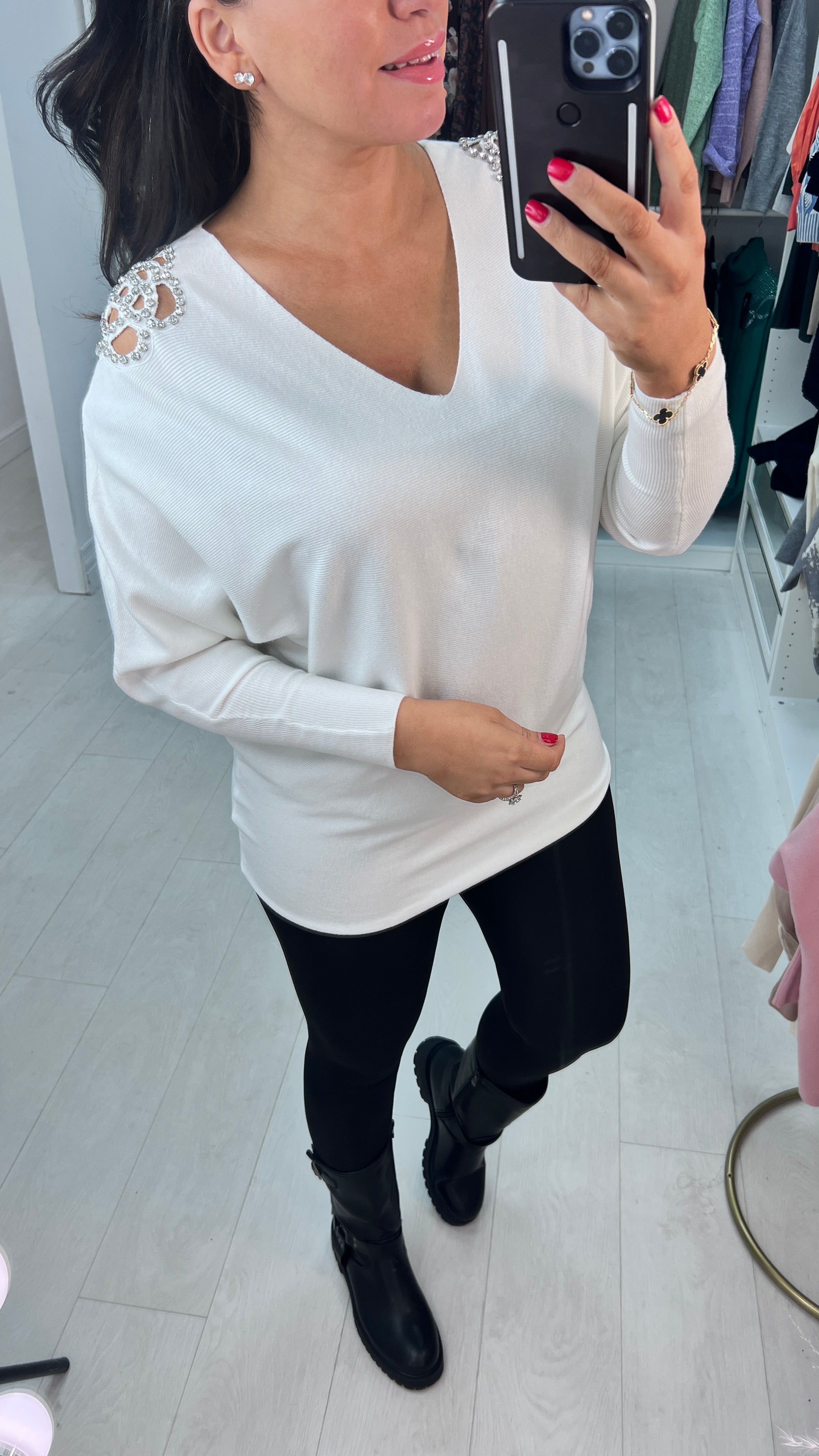 Harper Diamante Cut Out Detail Jumper