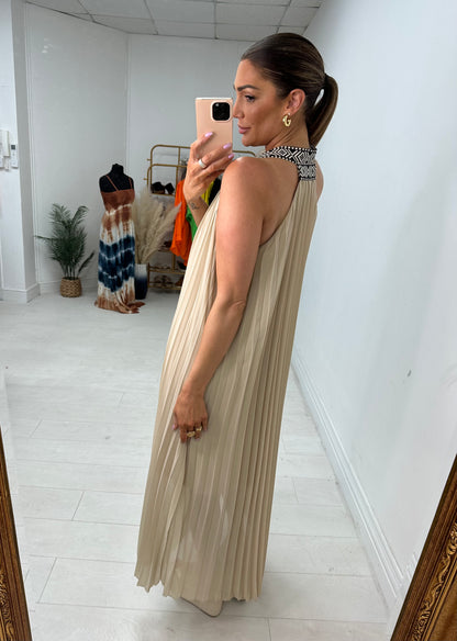 Loretta Pleated Racerback Maxi Dress