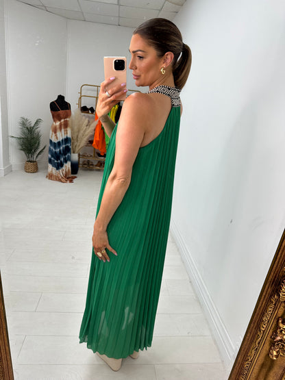 Loretta Pleated Racerback Maxi Dress