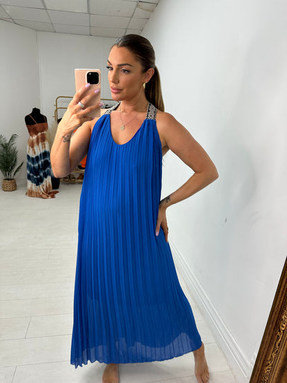 Loretta Pleated Racerback Maxi Dress