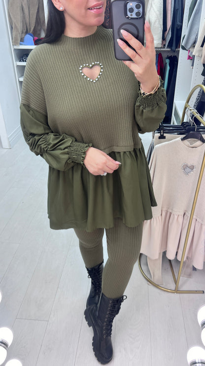 Imani Heart &  Blouse Hem Loungewear Set