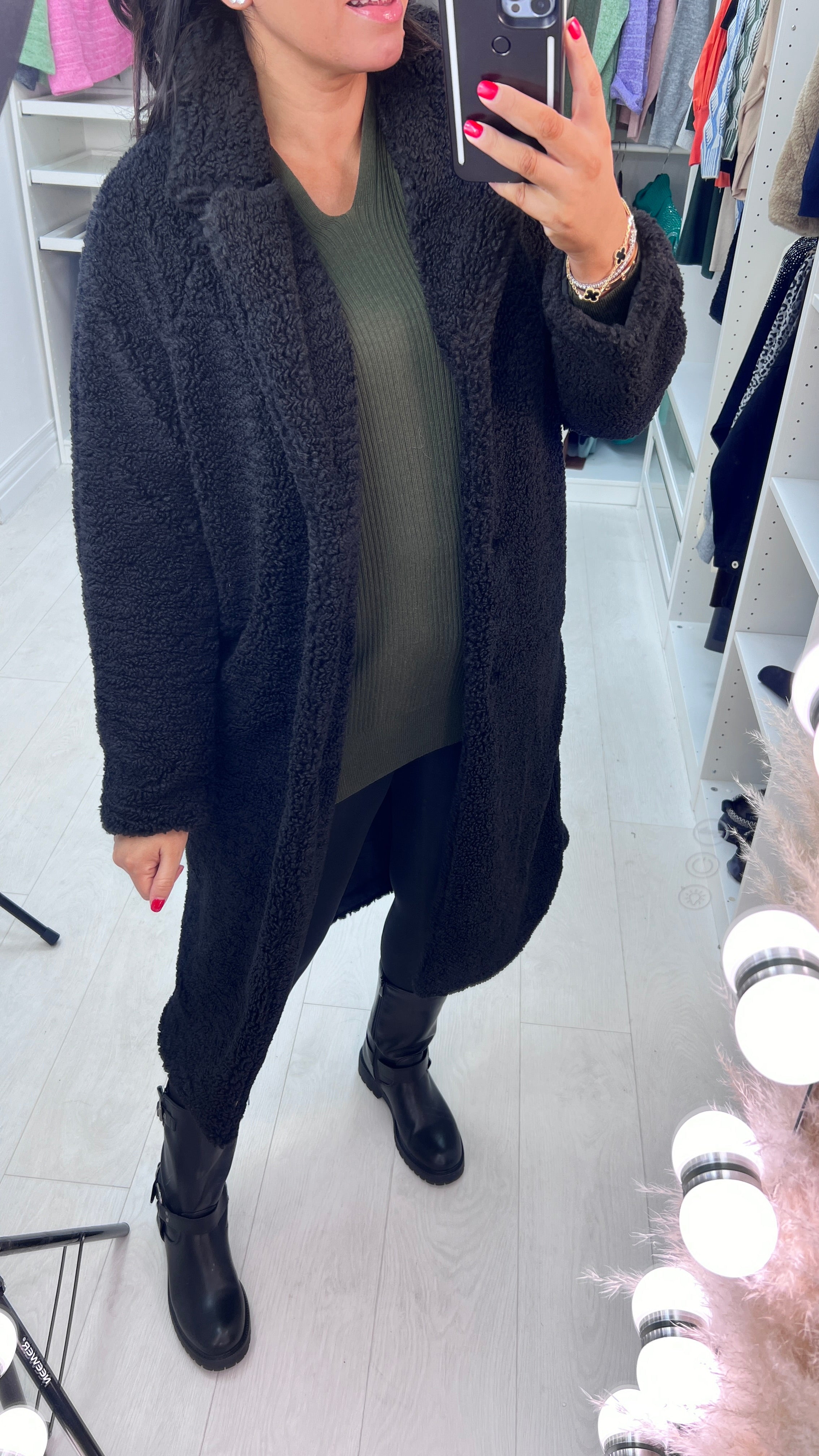 Ohanna Black Teddy Long Coat