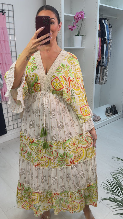 Zelie Paisley Print Elasticated Waist Maxi Dress