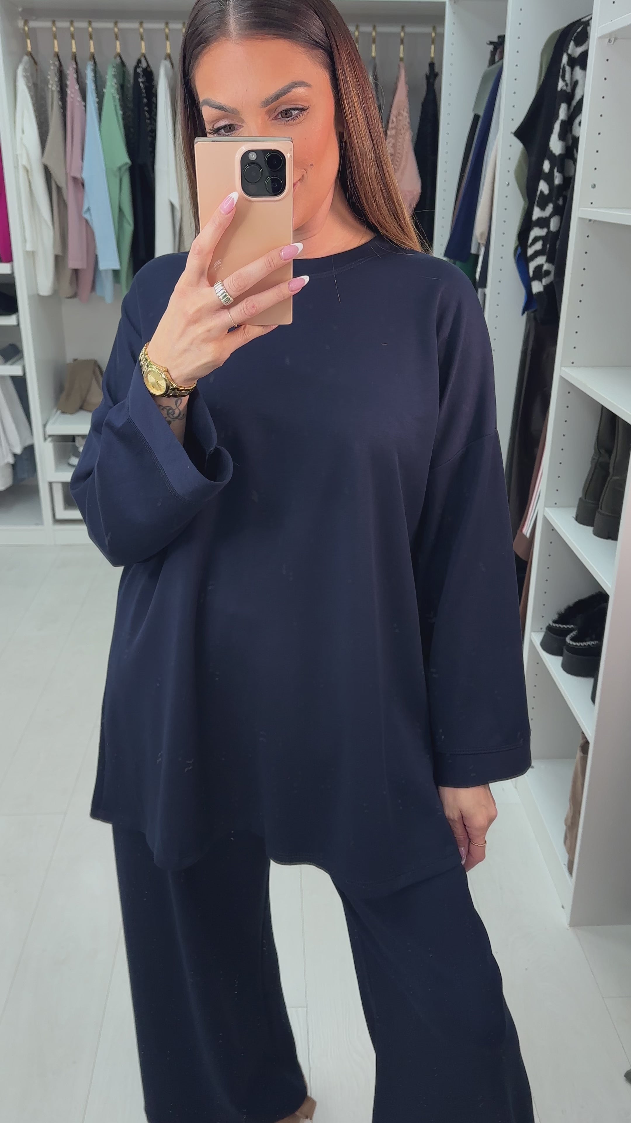 Load video: Elivia Plain Oversized Co-Ord Set