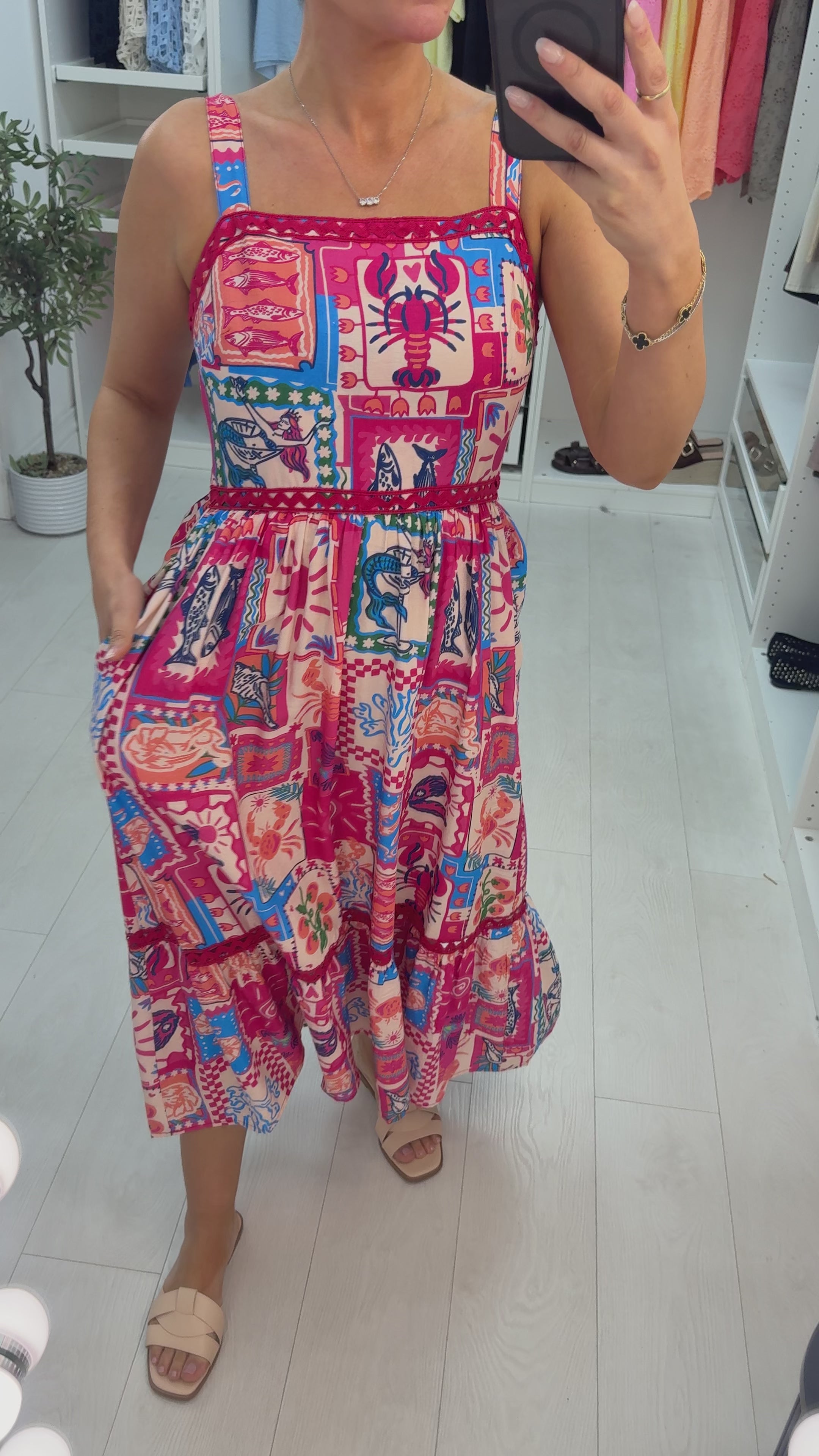 Load video: Abia Abstract Print Loose Fit Maxi Dress