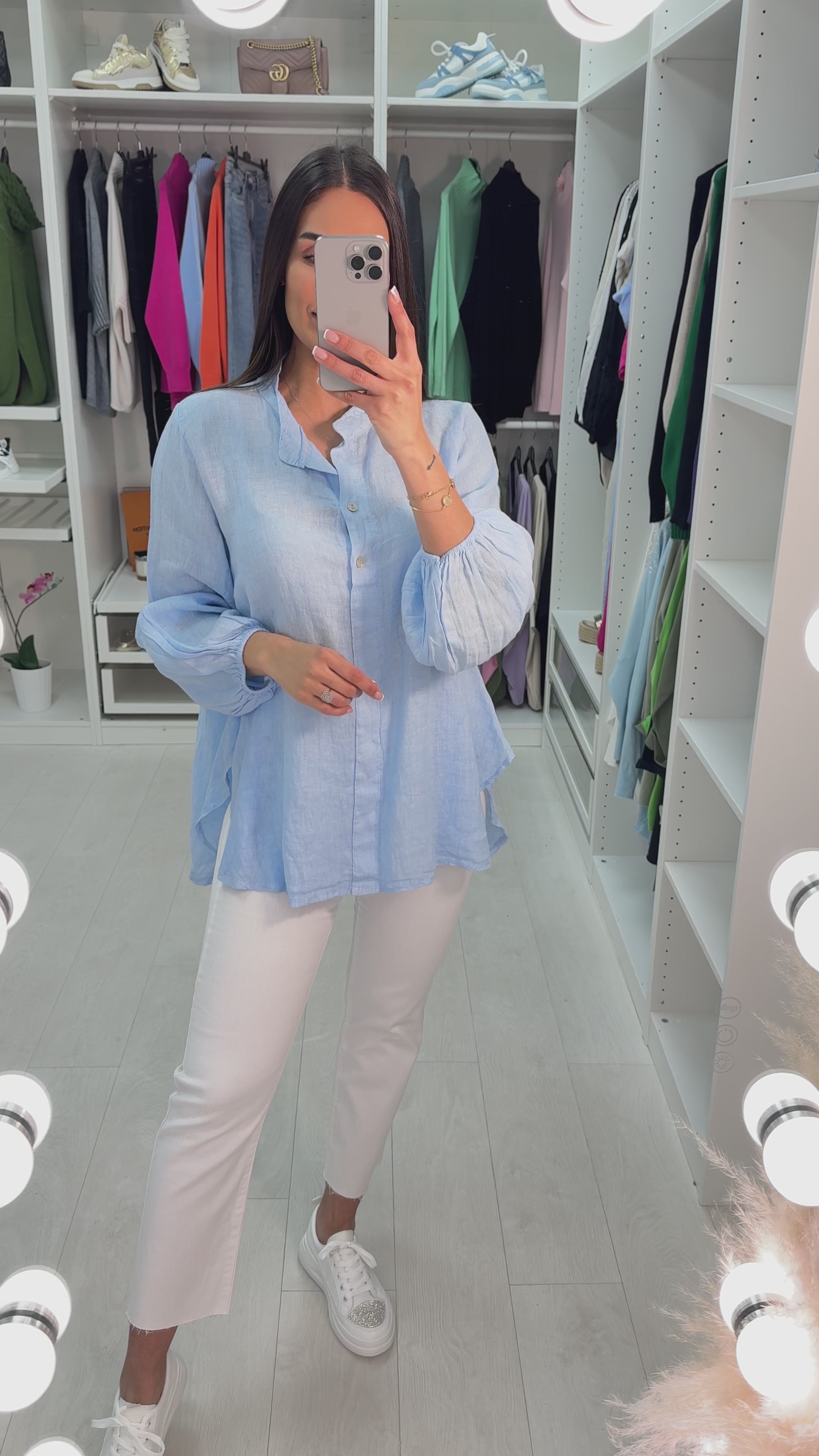 Marley Half Button Up Linen Top