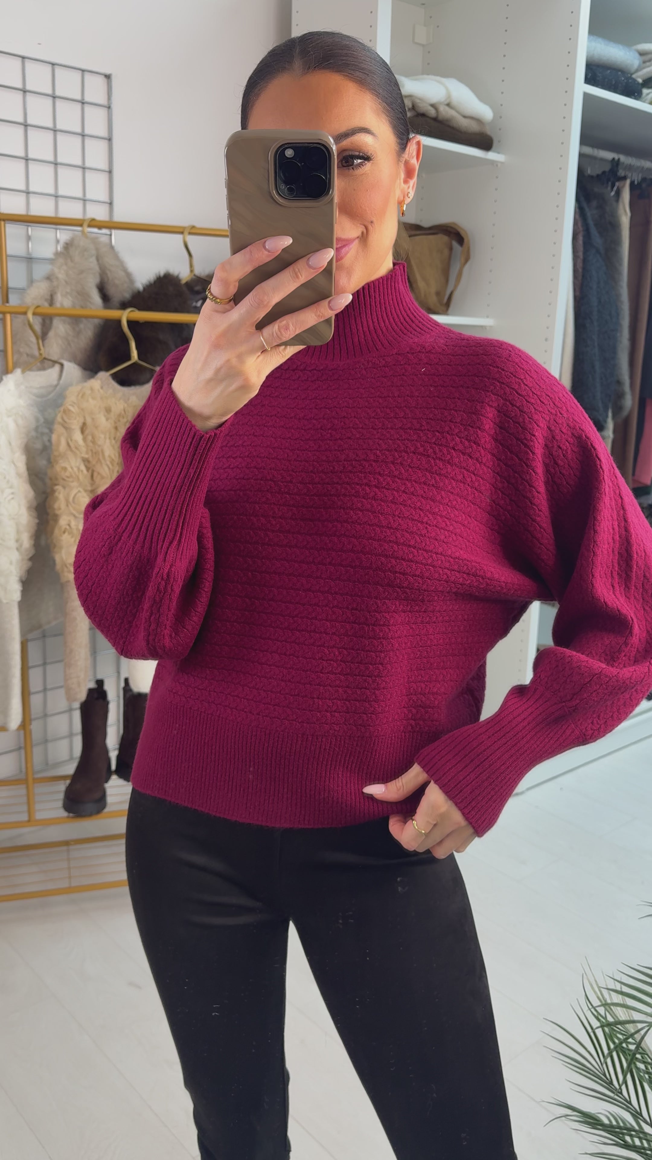 Kesley Plain High Neck Cable Knitted Jumper