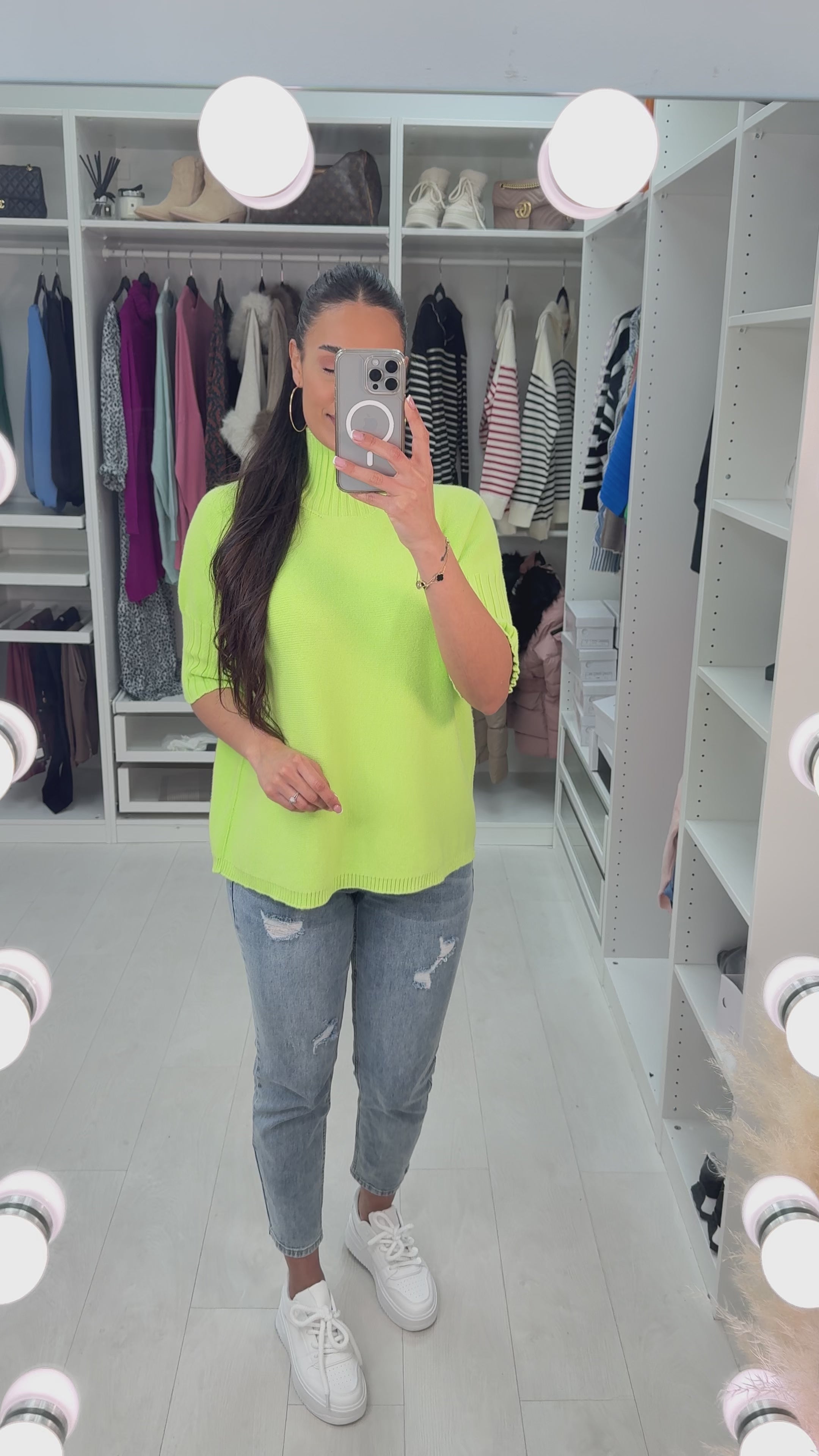 Violet Short Sleeve High Neck Jumper