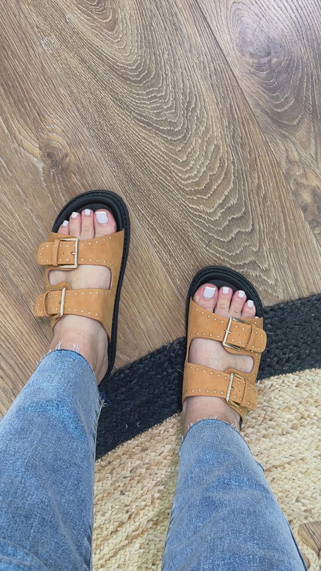 Carluccio Suede Effect Buckle Sandal