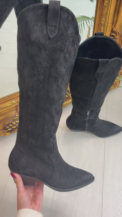 Chantel Faux Suede Pointed Western Boots