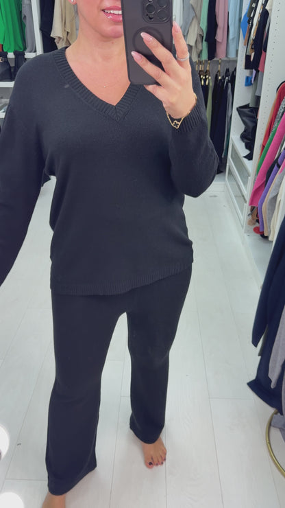 Jacky Plain V Neck Loungewear Set