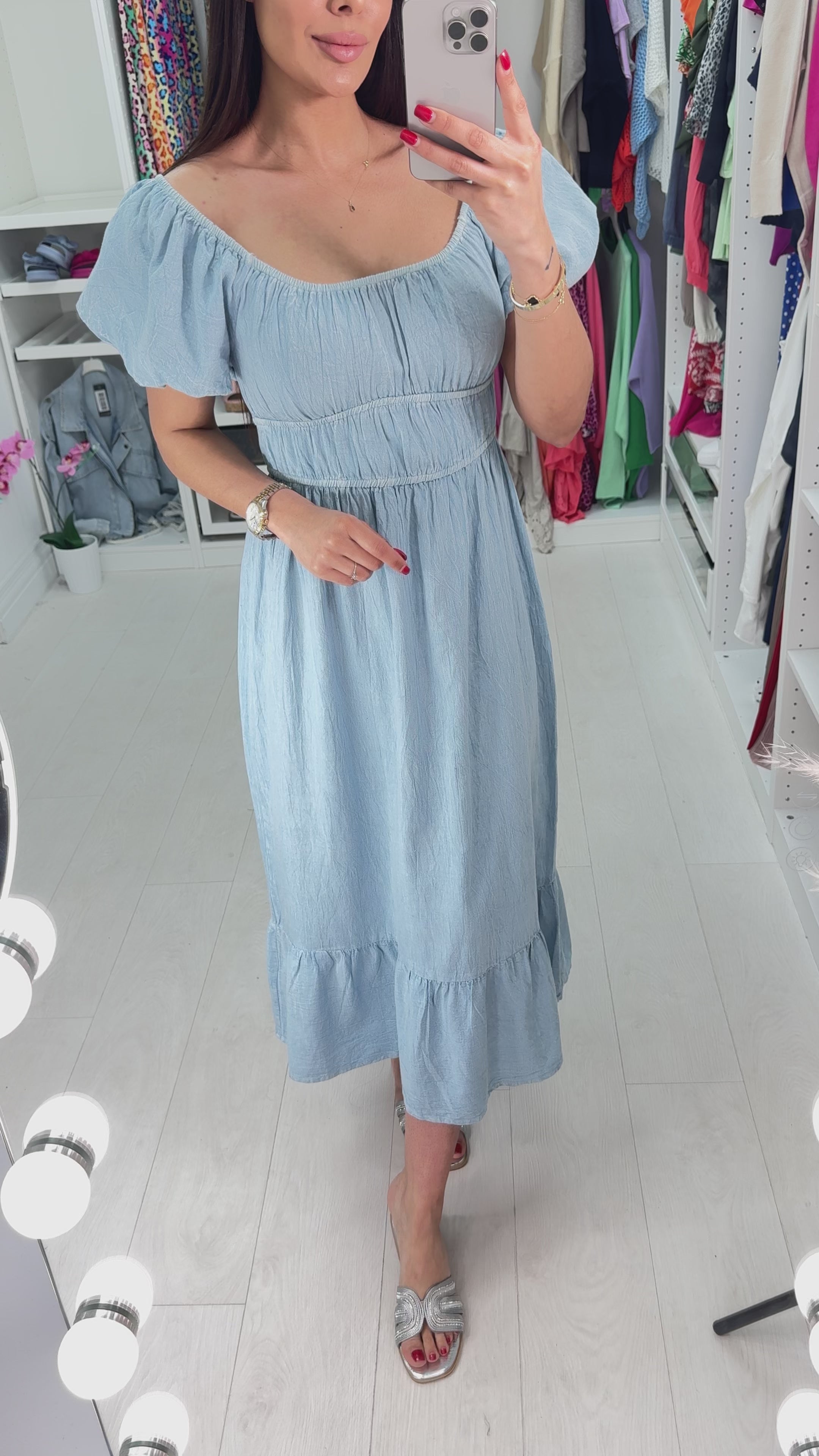 Chantelle Linen Bardot Dress