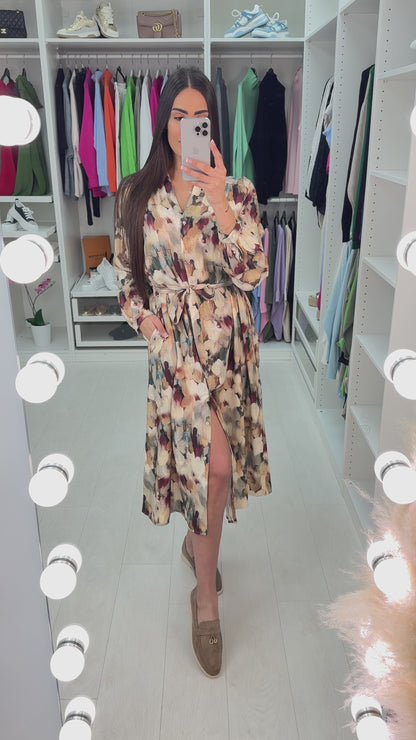 Nadine Abstract Flower Shirt Dress