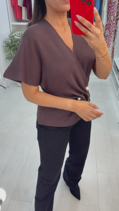 Pixie Pearl Detail Batwing Knit Top