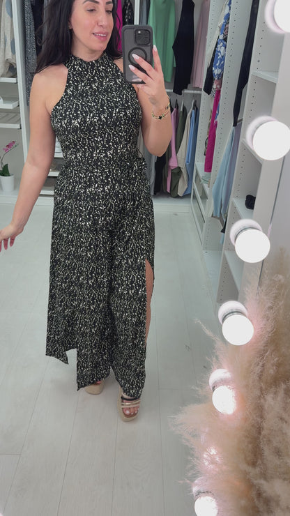 Banks Patterned Halter Neck Jumpsuit