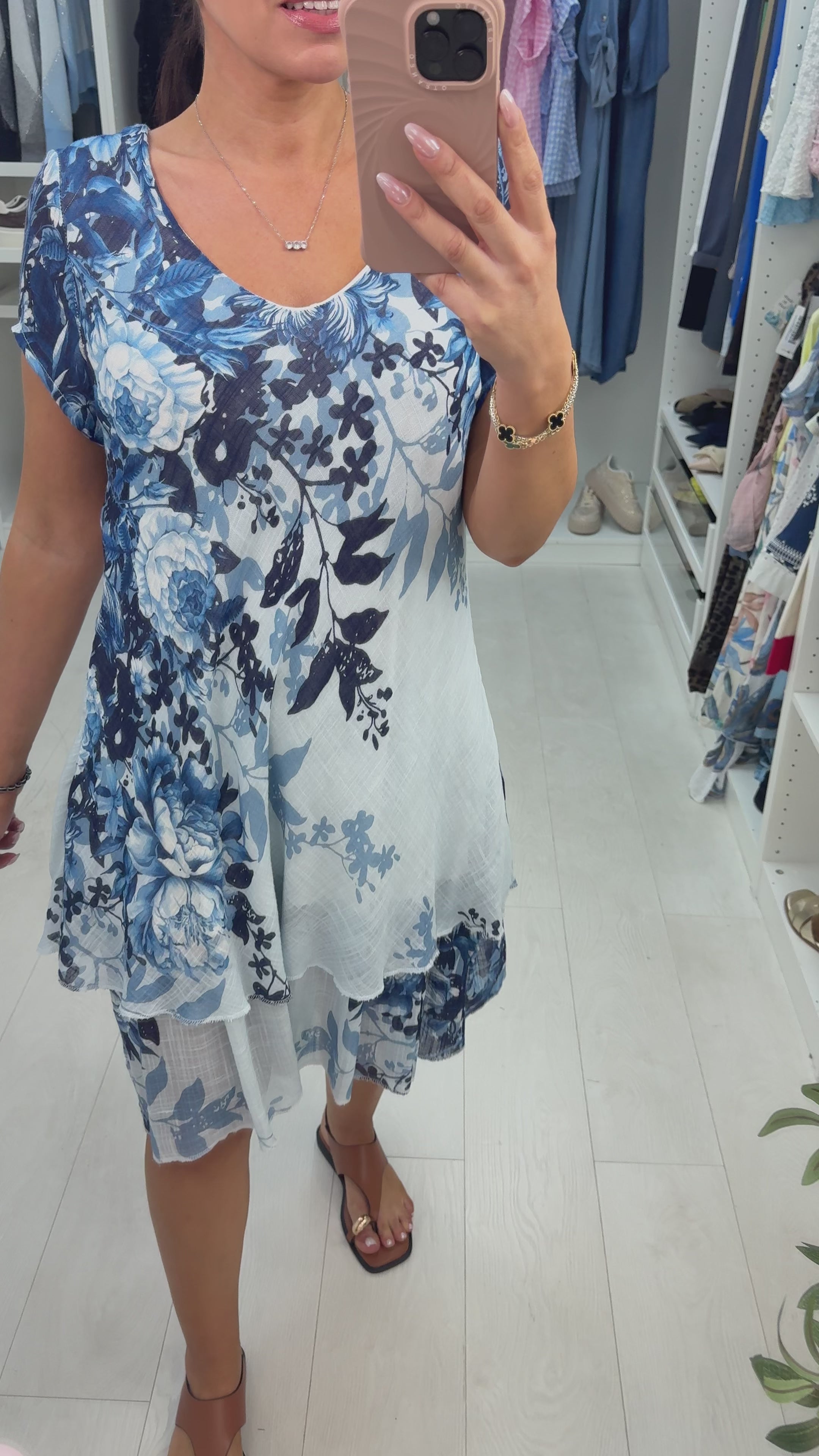 Load video: Paolina Floral Print Loose Fit Floaty Midi Dress