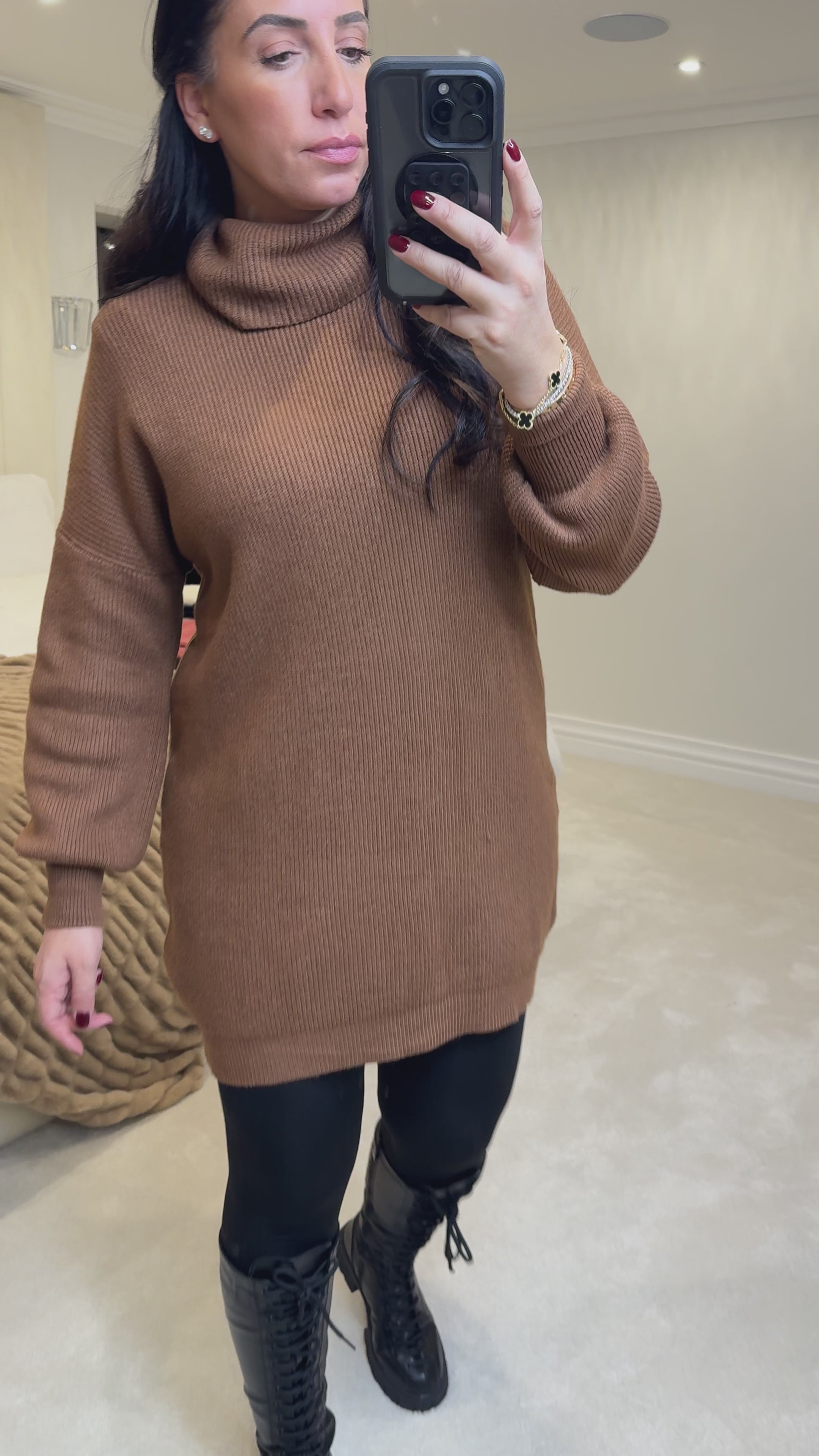 Load video: Emolia Soft Knit Roll Neck Jumper