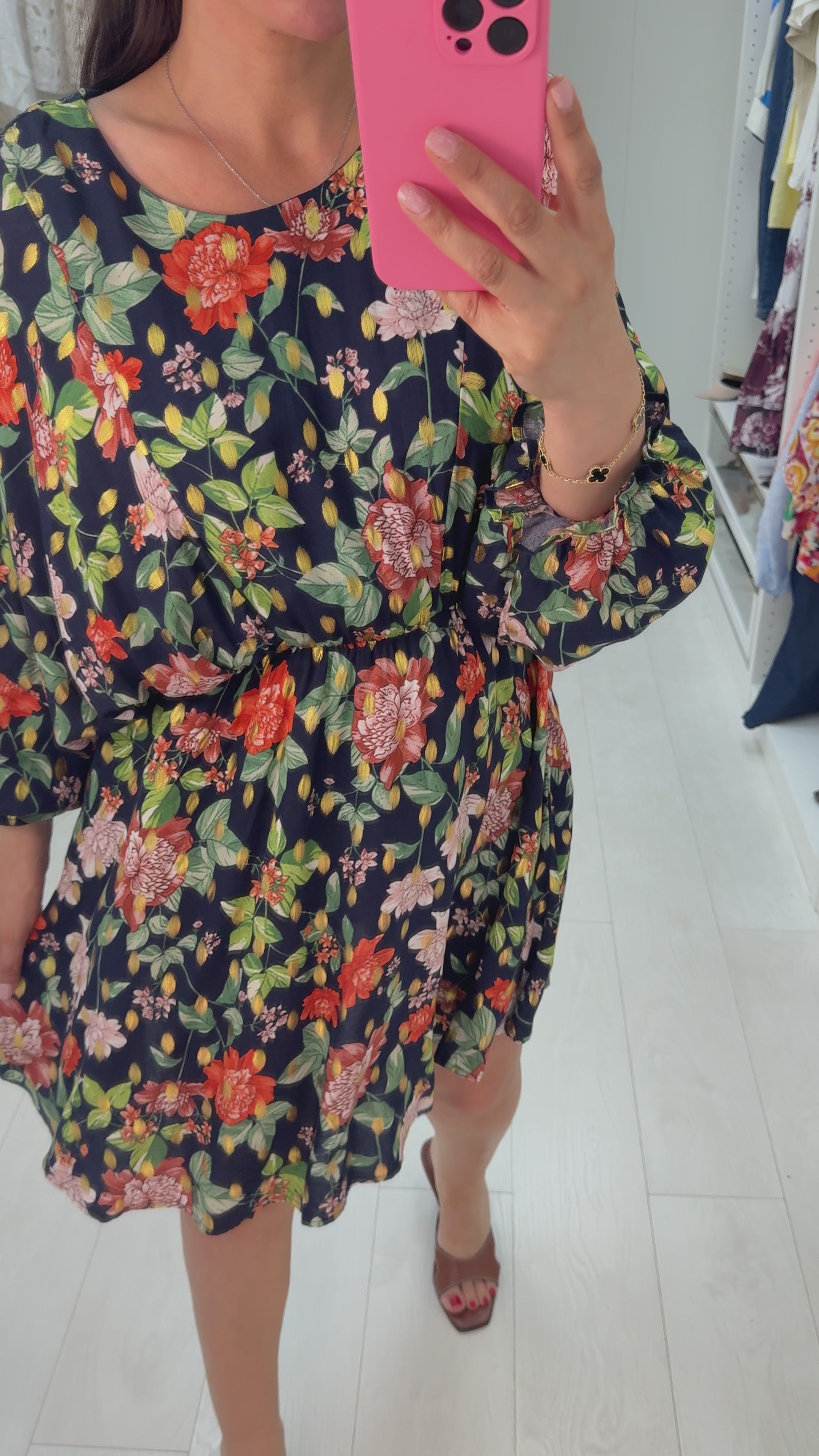 Load video: Geri Floral Print Batwing Dress