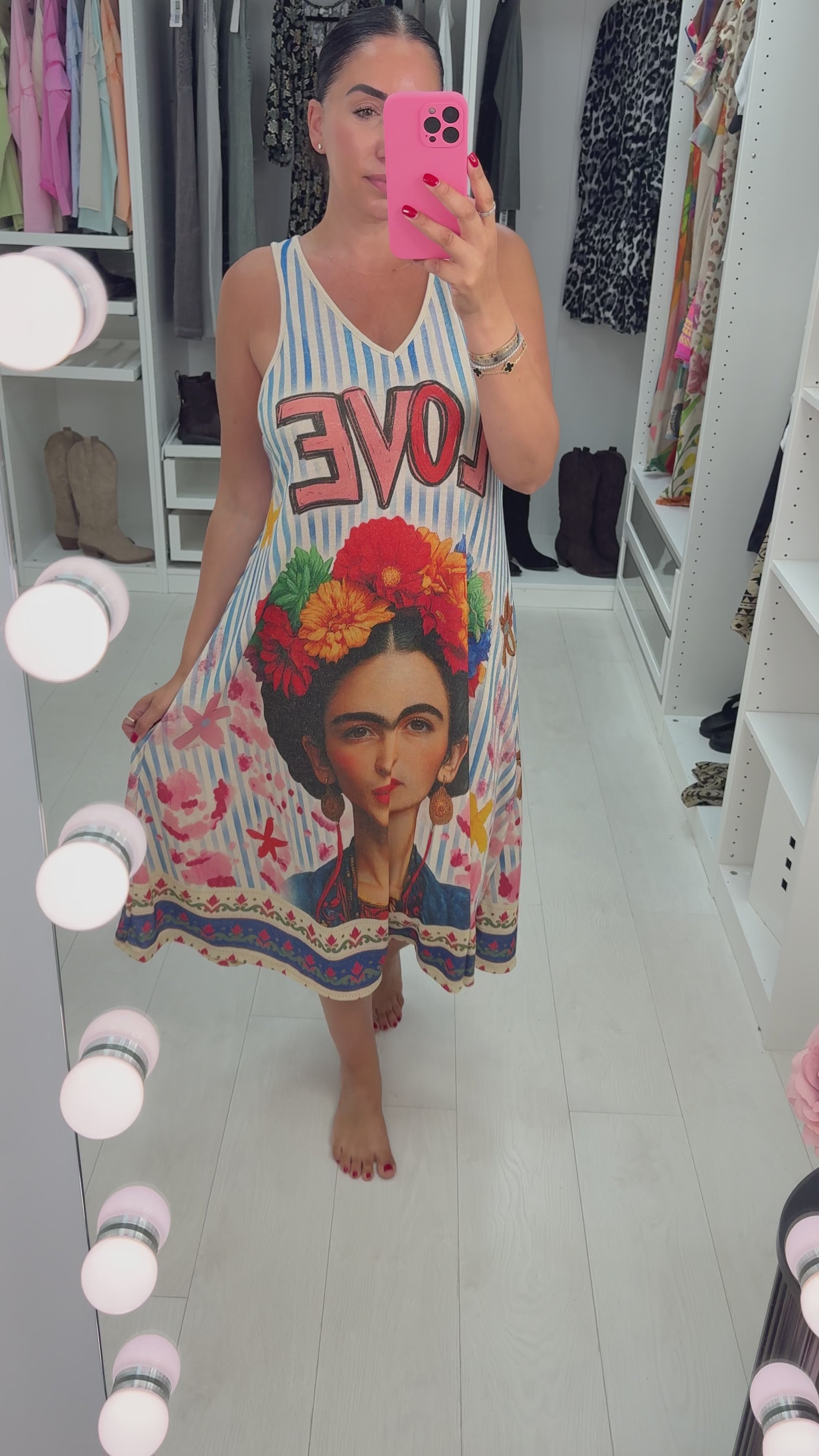 Load video: Kalisa &#39;Love&#39; Slogan Loose Fit Maxi Dress