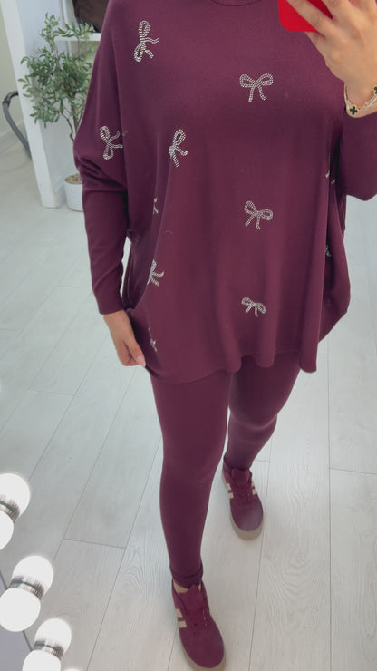 Yamira Bow Embellished Loungewear Set