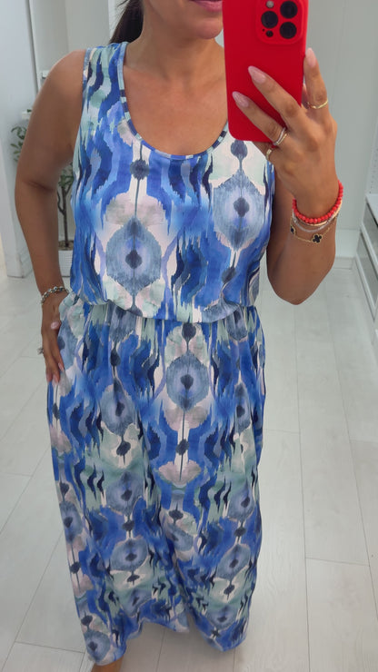 Julieta Abstract Print Floaty Maxi Dress