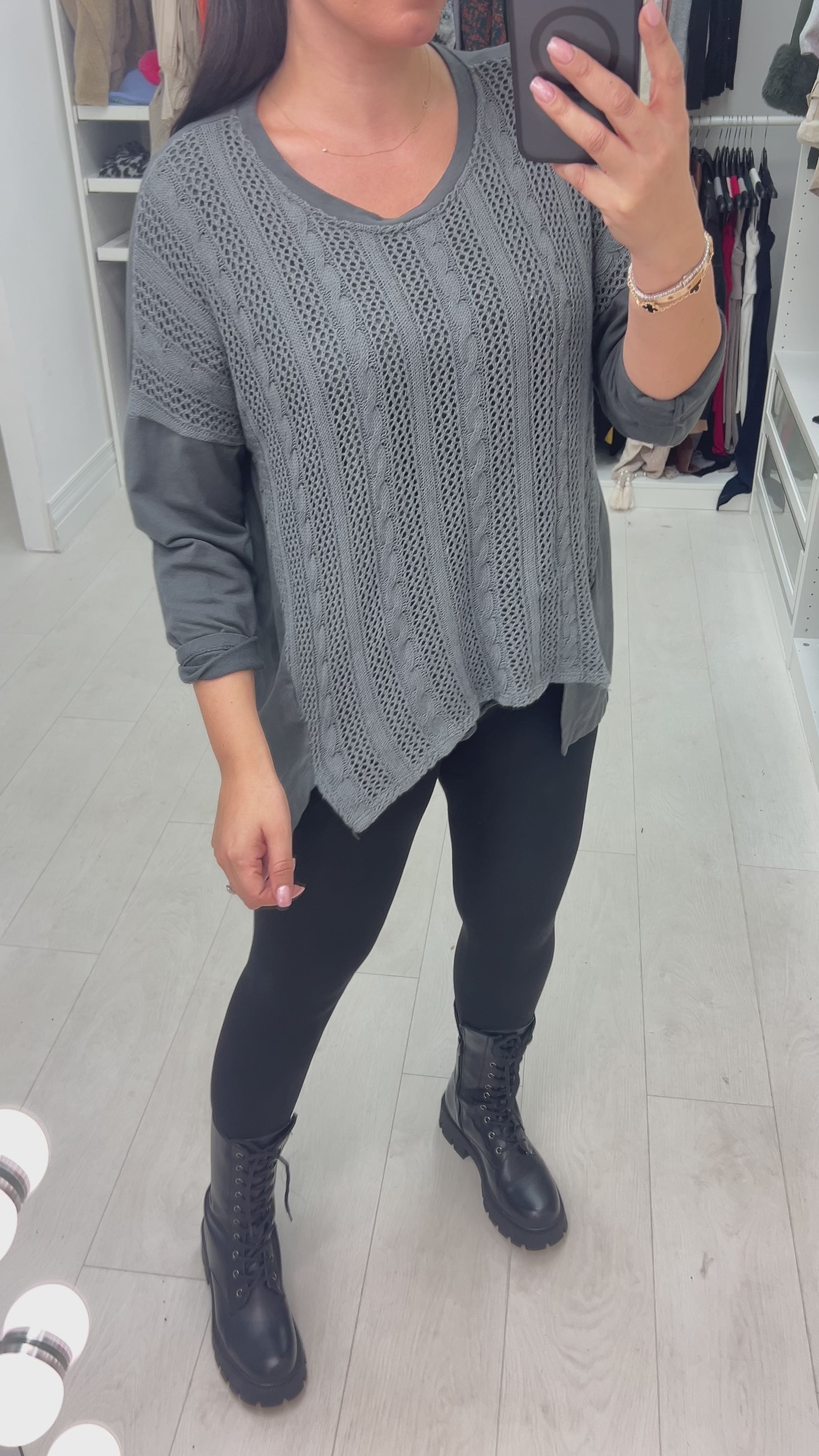 Load video: Bradey Knitted Front Sweatshirt