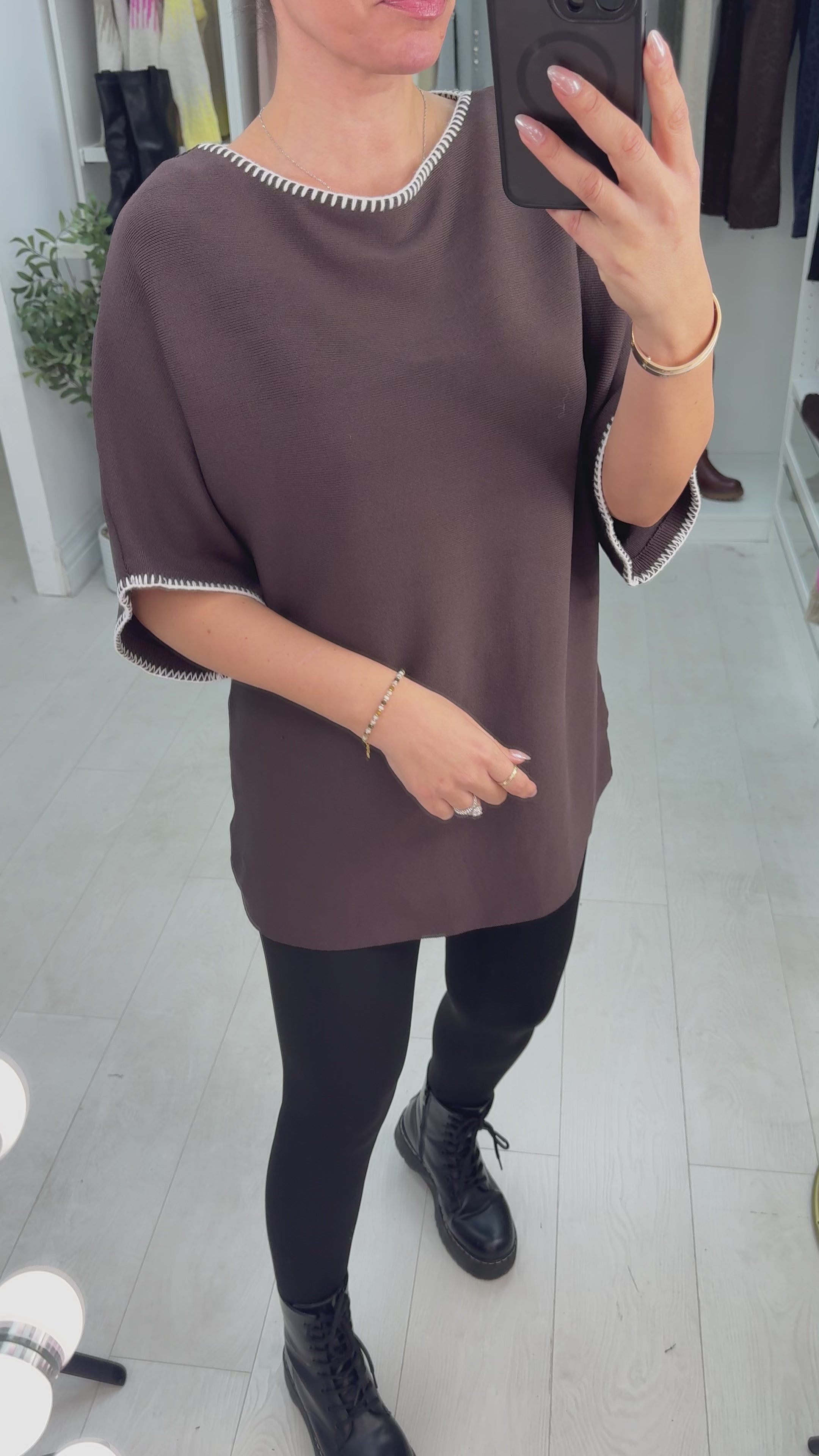 Load video: Gilly Plain Stitched Hem Jumper