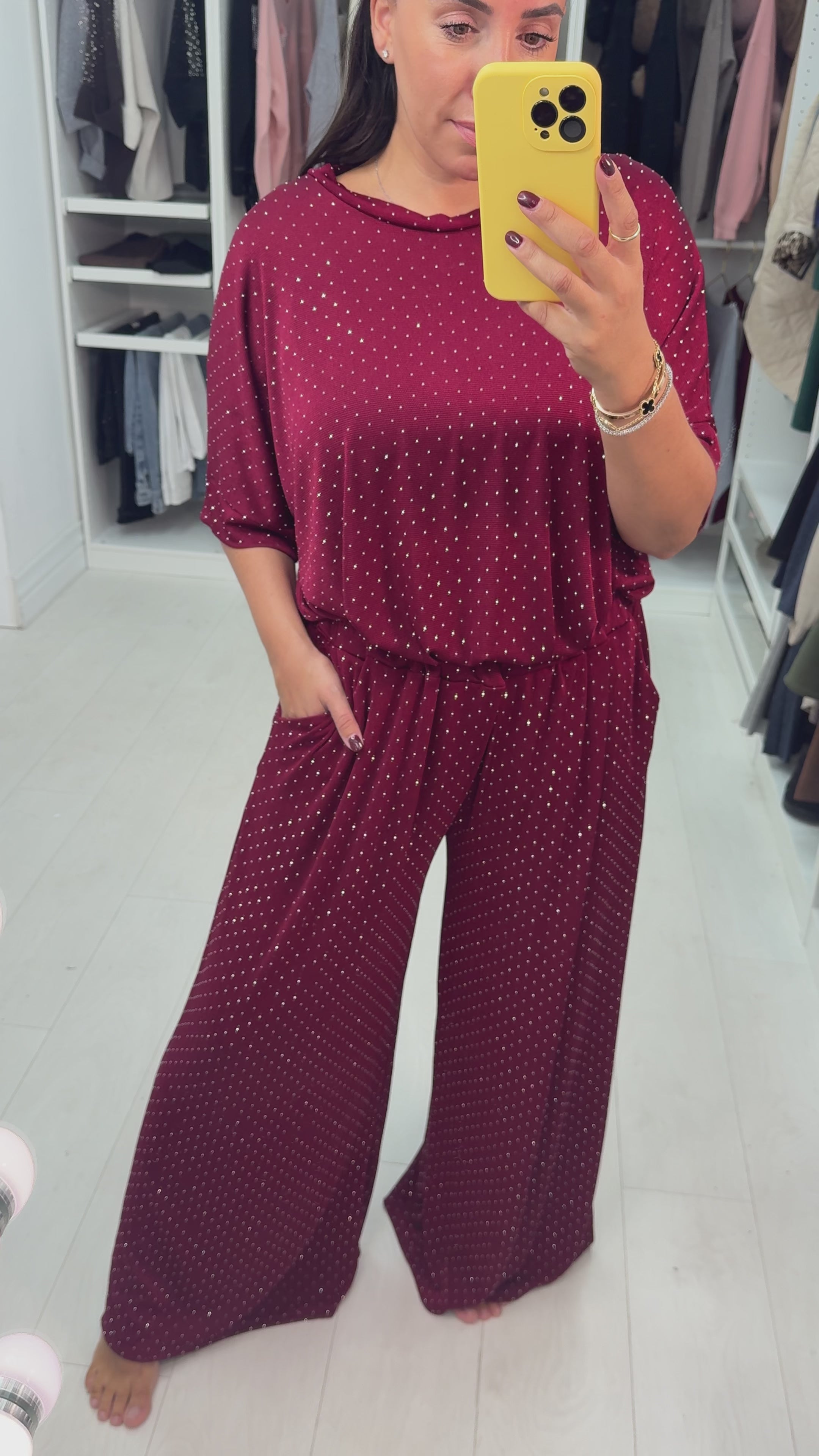 Load video: Calliope Diamante Loose Fit Loungewear Set